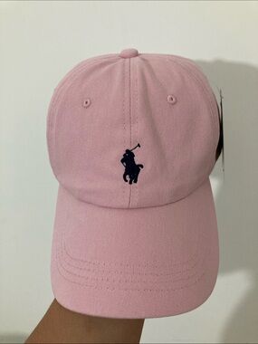 Polo by Ralph Lauren Light Pink Kids Baseball Cap with Navy Pony